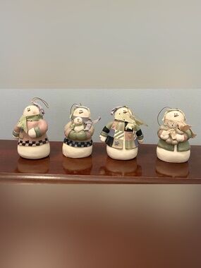 CMI Henton Vintage Snowman Family Set of 4 Pastel Hanging Christmas Ornaments